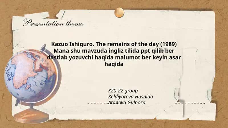Kazuo Ishiguro. The remains of the day (1989)