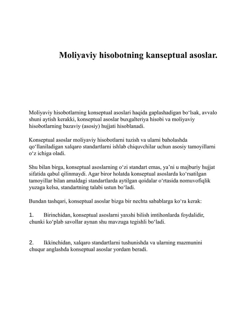 Moliyaviy hisobotning kanseptual asoslar
