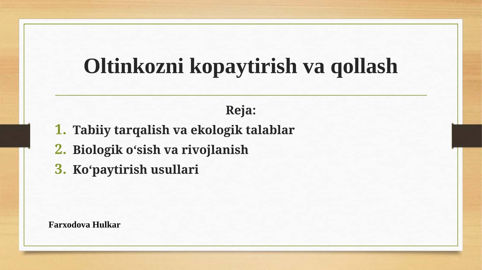 Oltinko'znikopaytirish va qollash