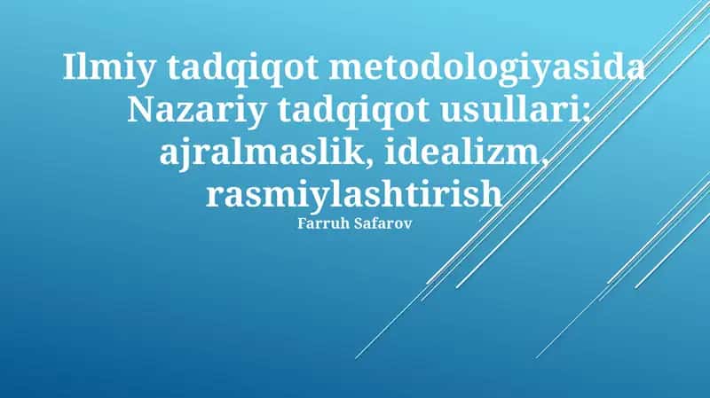 Nazariy Tadqiqot Usullari