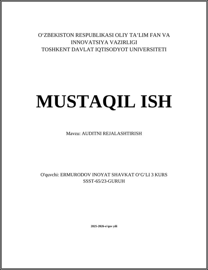 AUDITNI REJALASHTIRISH