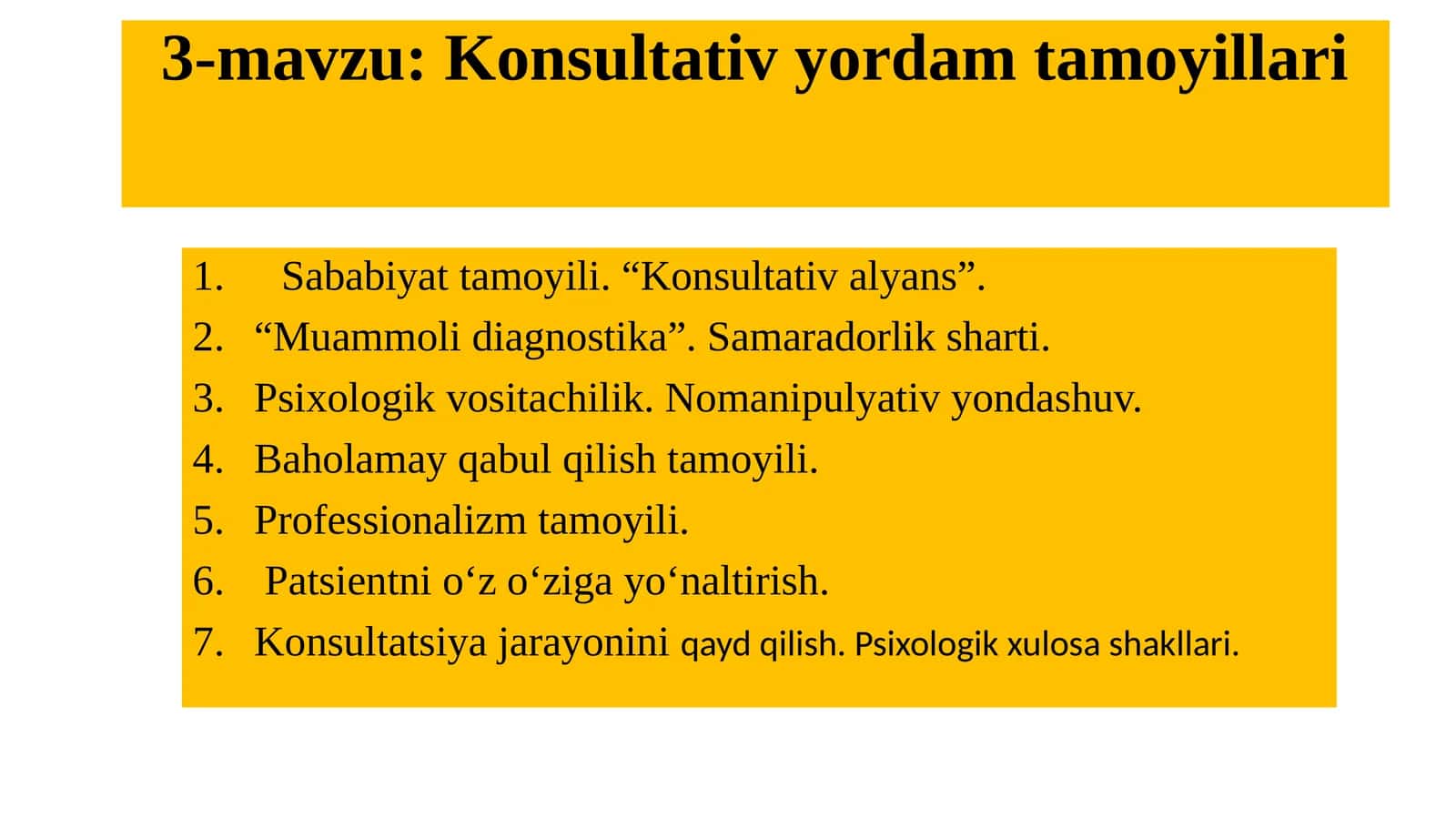 Konsultativ yordam tamoyillari