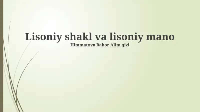 Lisoniy shakl va lisoniy mano