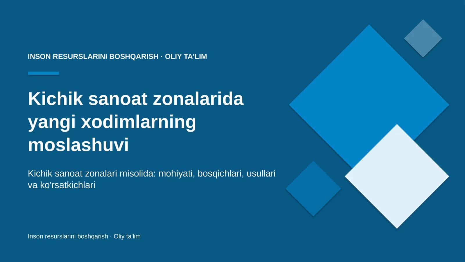 Kichik sanoat zonalarida yangi xodimlarning moslashuvi