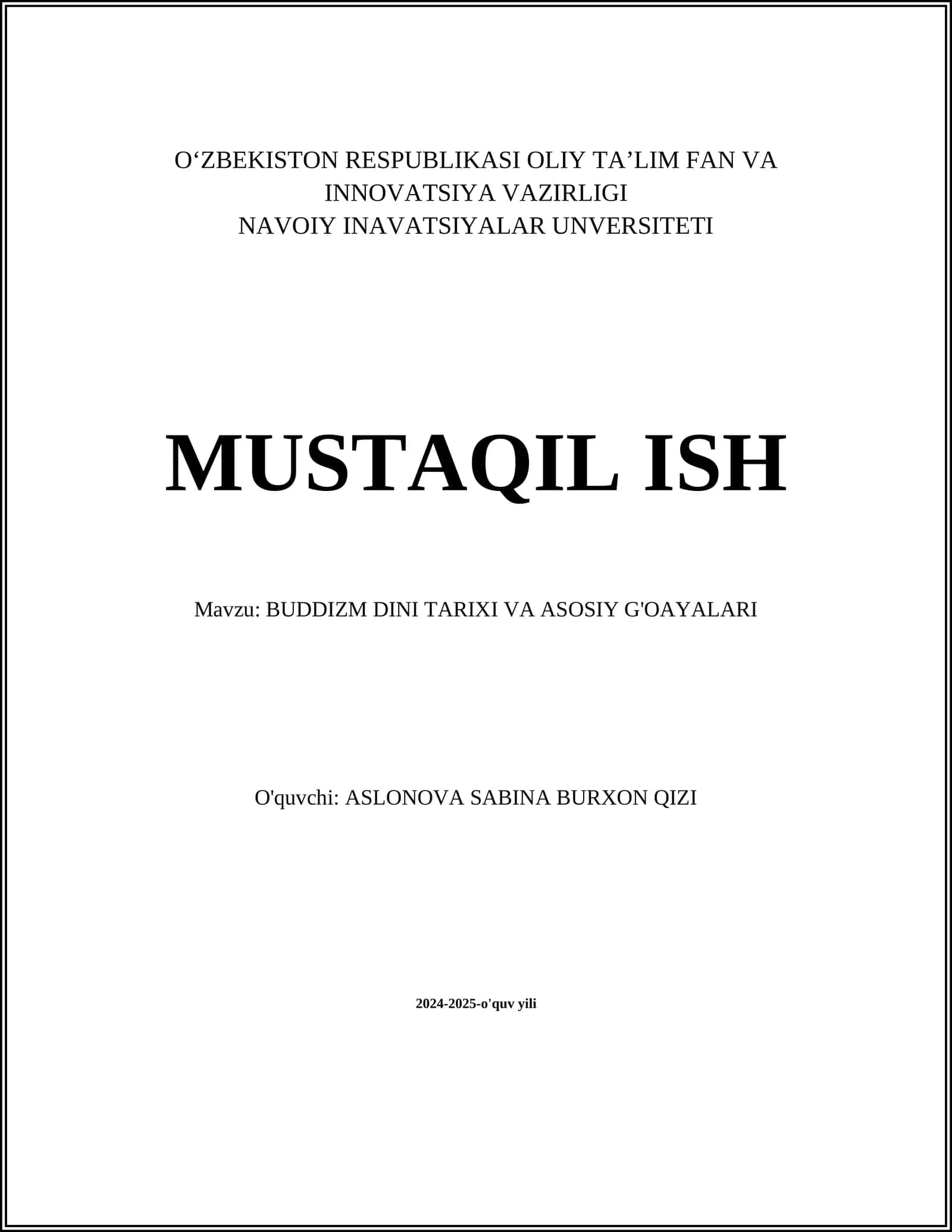Buddizm Dini Tarixi va Asosiy G'oayalari