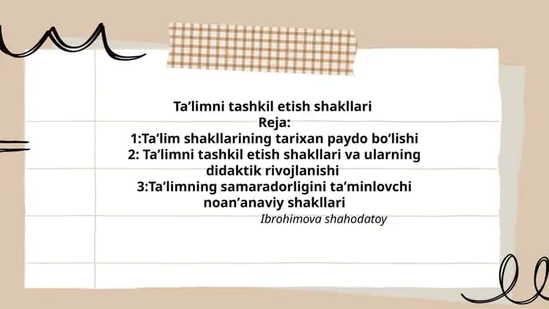 Taʼlimni tashkil etish shakllari