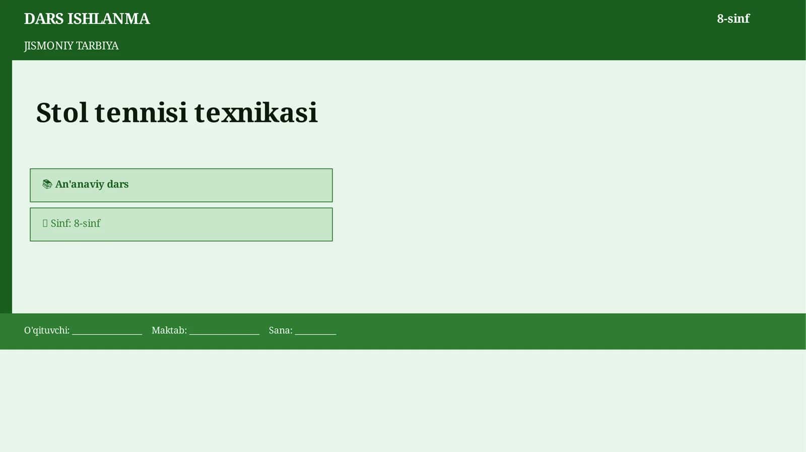 Stol tennisi texnikasi