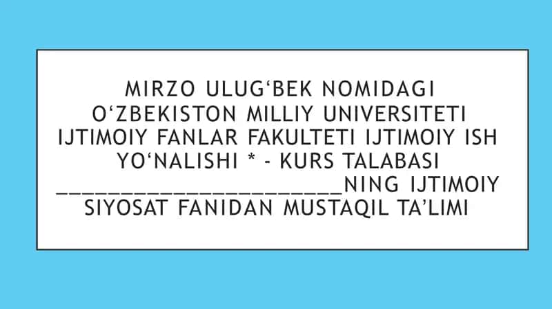 CHEXIYA RESPUBLIKASINING IJTIMOIY SIYOSATI