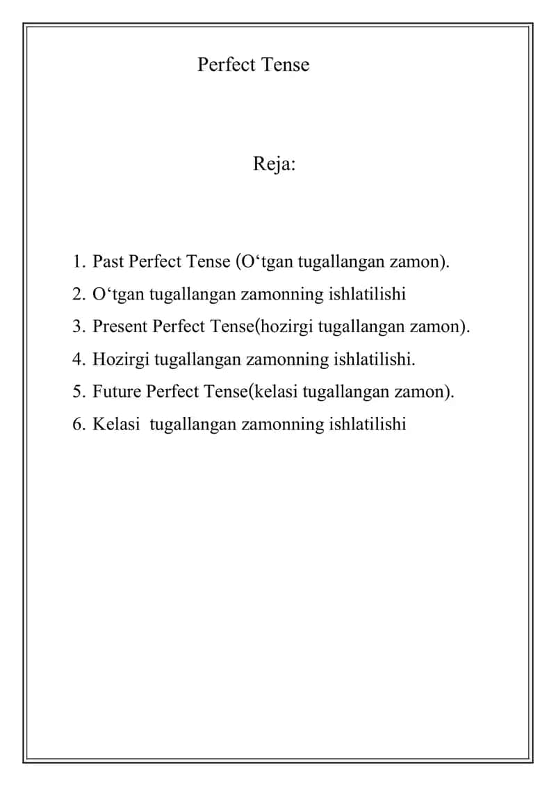 Perfect Tense