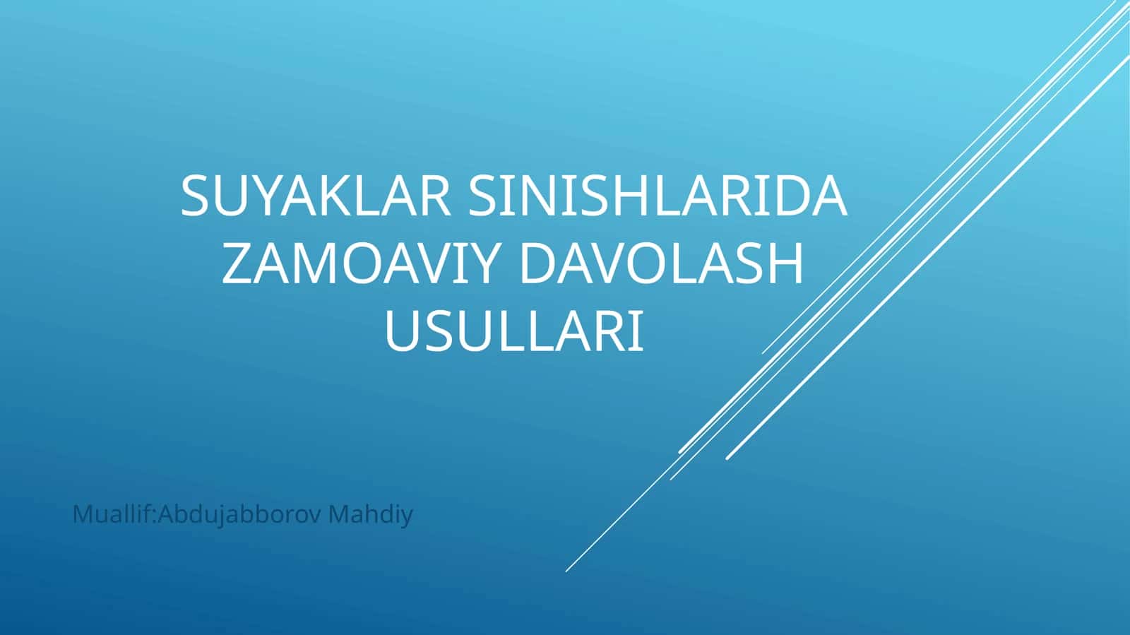 Suyaklar sinishlarida zamoaviy davolash usullari