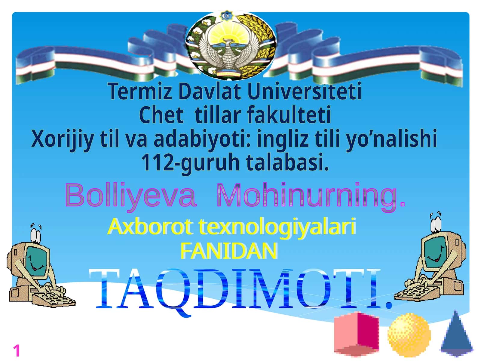 HTML  tilida  web-sahifa yaratish