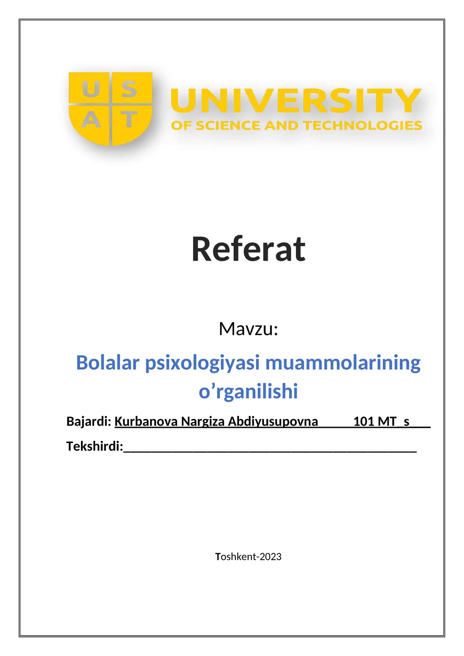 Bolalar psixologiyasi muammolarining o’rganilishi