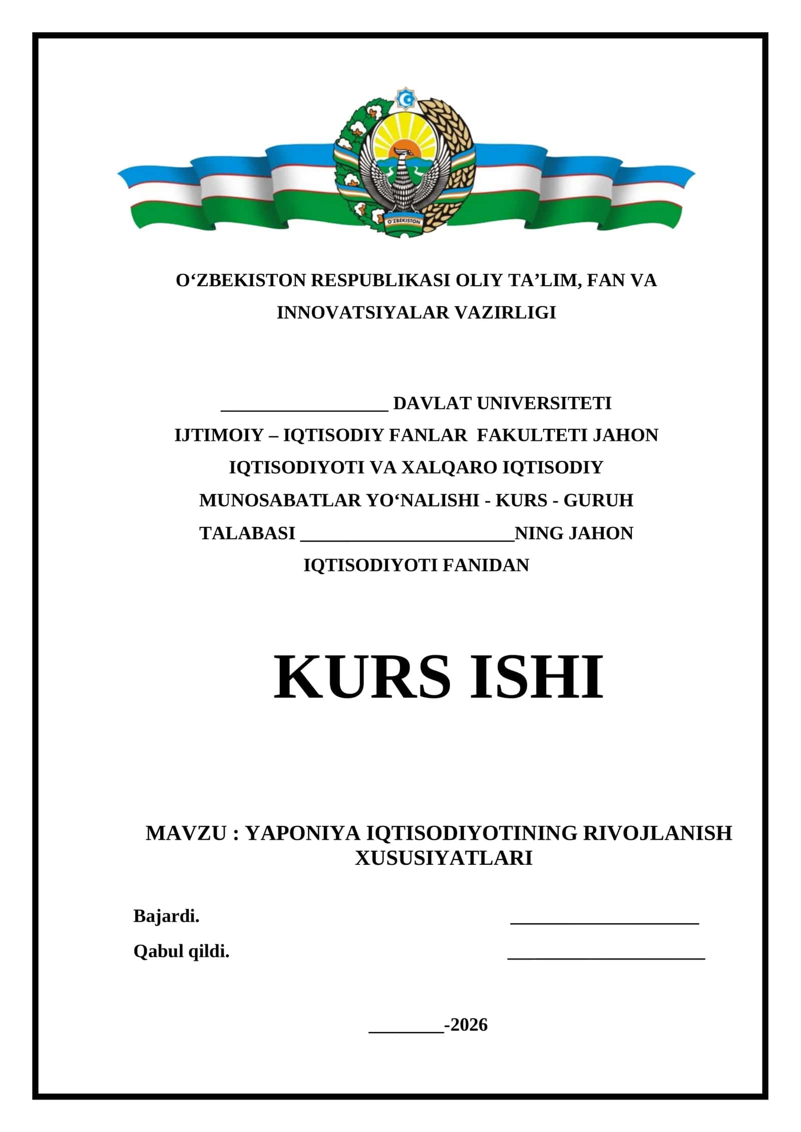 YAPONIYA IQTISODIYOTINING RIVOJLANISH XUSUSIYATLARI