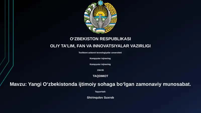 Yangi O'zbekistonda ijtimoiy sohaga bo‘lgan zamonaviy munosabat