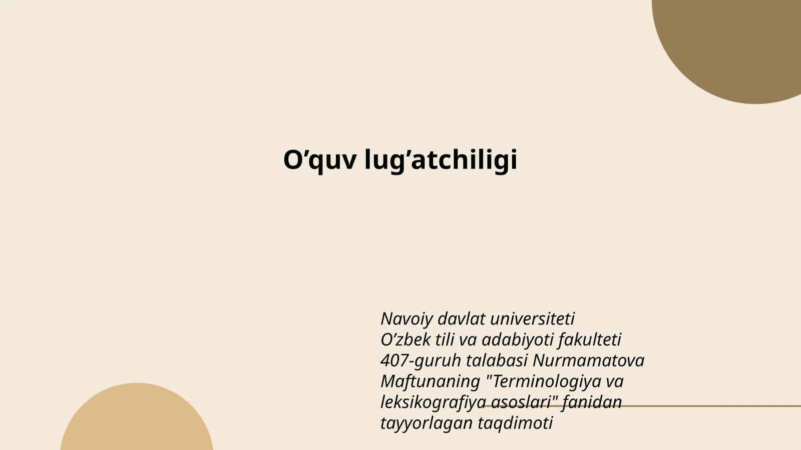 Terminologiya va leksikografiya asoslari