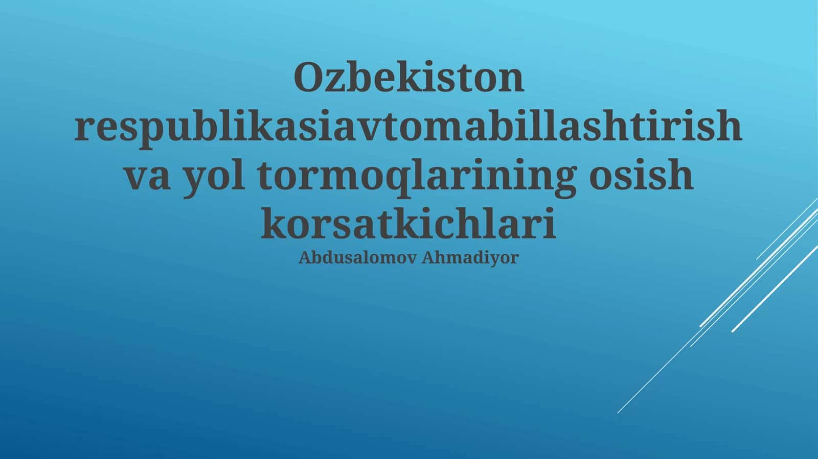 Oʻzbekistondagi Avtomashinalashuv Koʻrsatkichlari