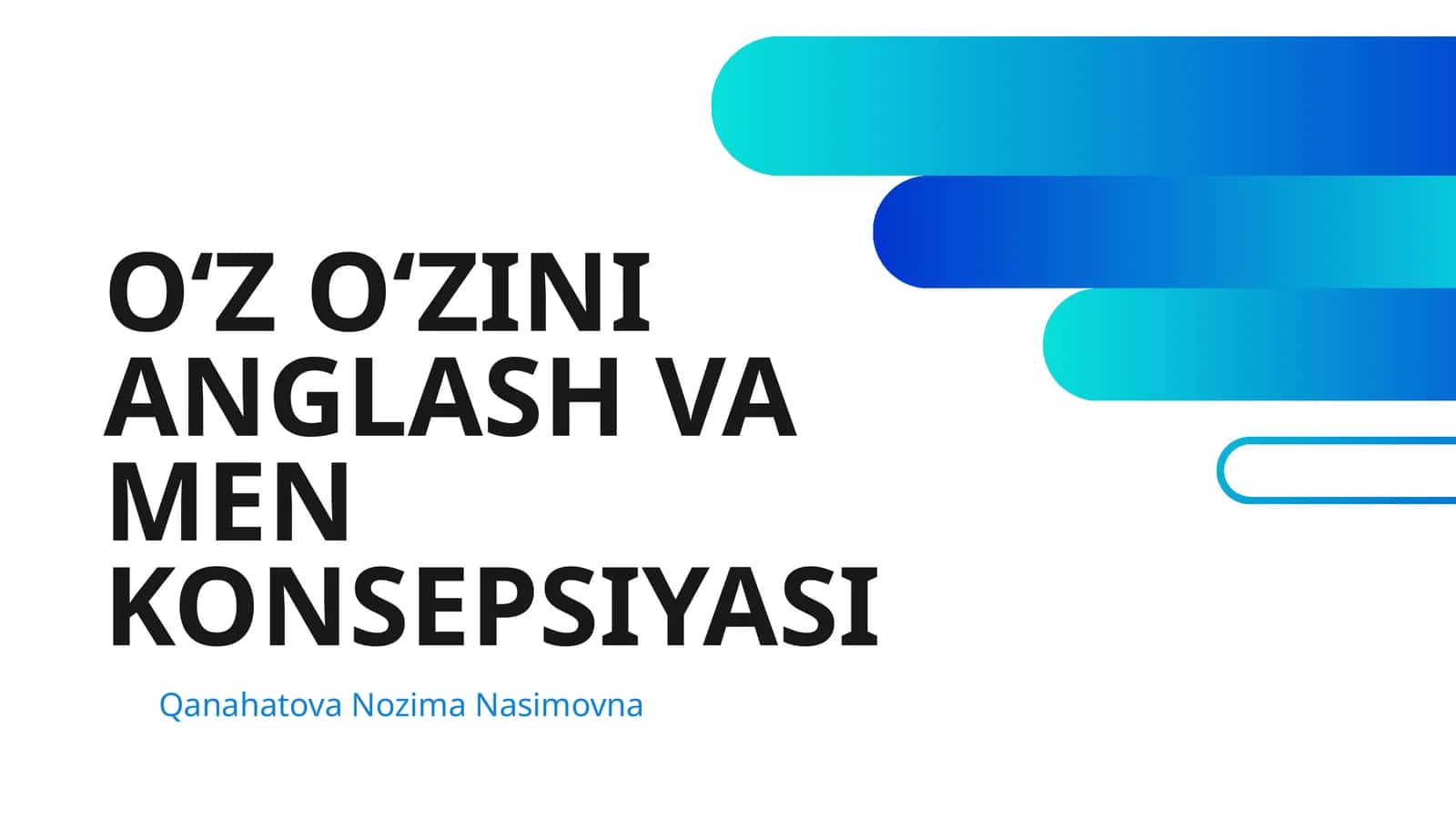 OʻZ OʻZINI ANGLASH VA MEN KONSEPSIYASI