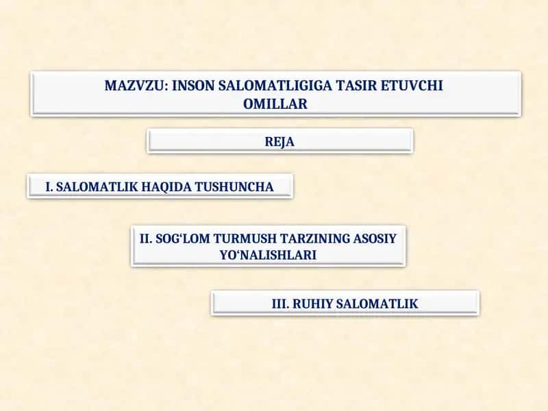 INSON SALOMATLIGIGA TASIR ETUVCHI OMILLAR