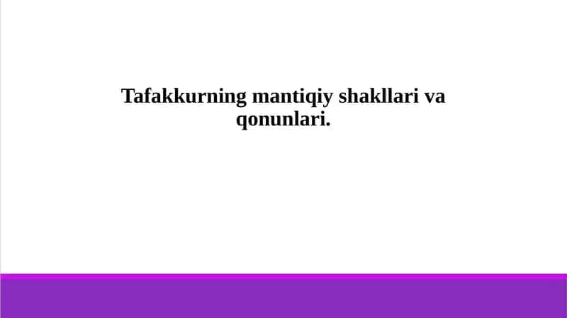 Tafakkurning mantiqiy shakllari va qonunlari
