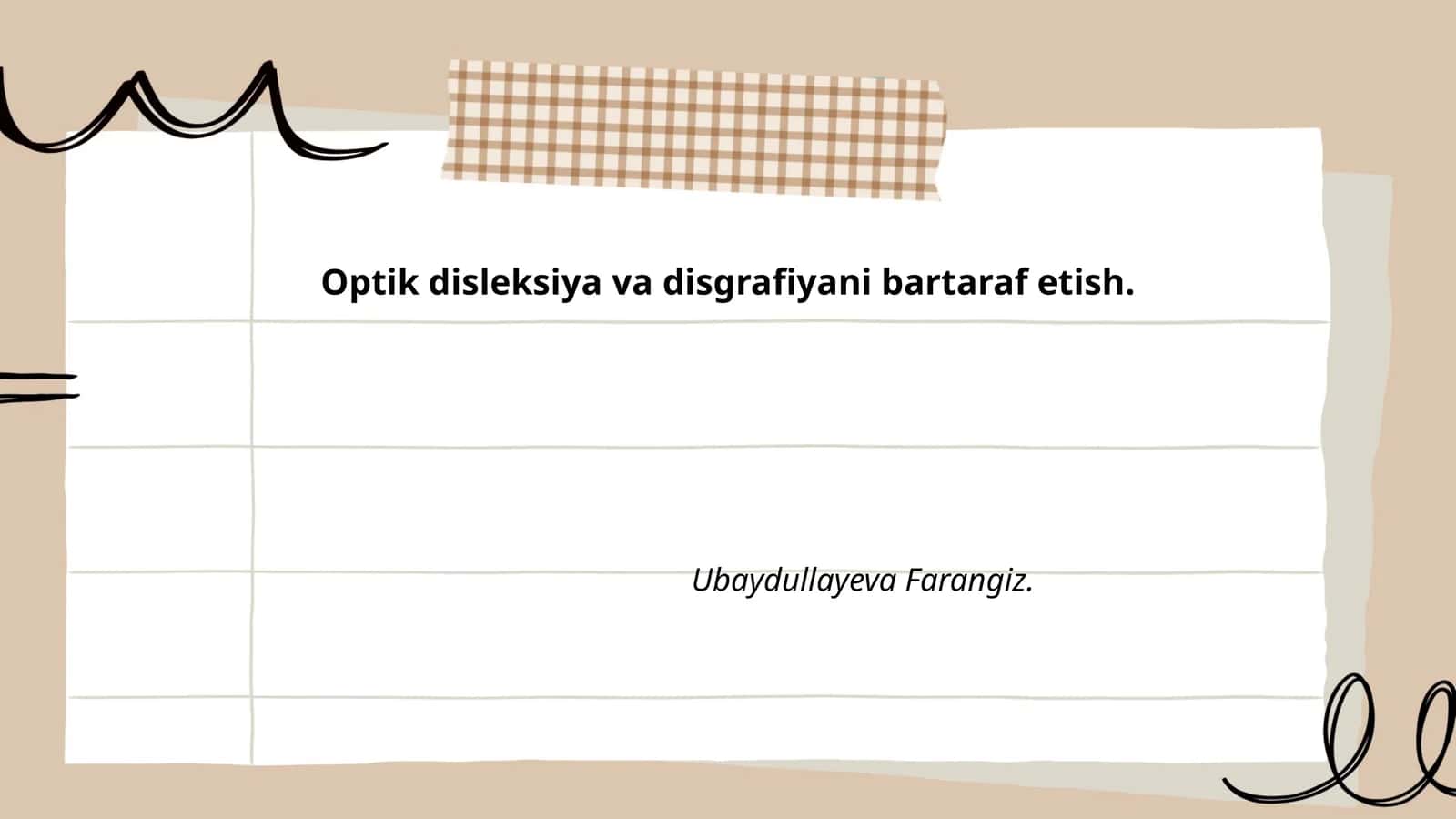 Optik disleksiya va disgrafiyani bartaraf etish