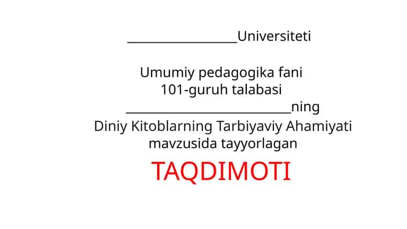 Diniy Kitoblarning Tarbiyaviy Ahamiyati