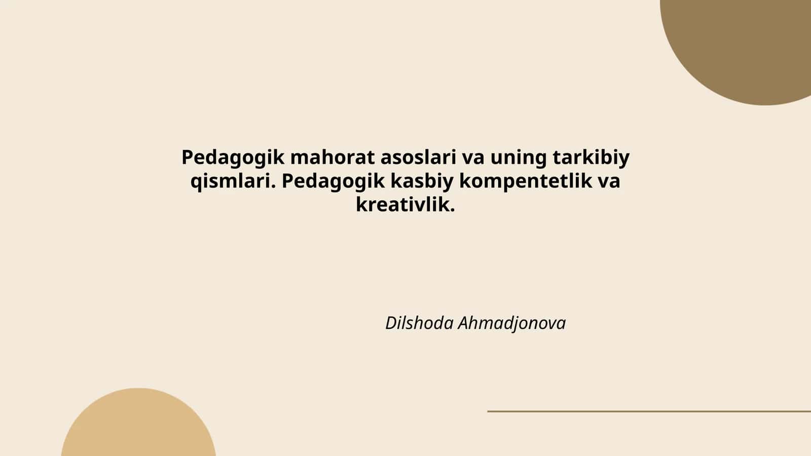 Pedagogik mahorat asoslari