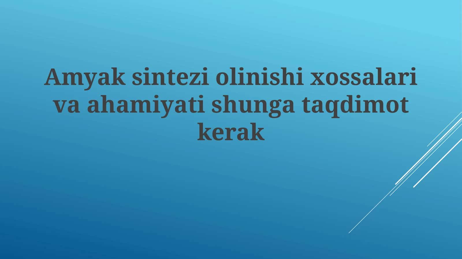 Ammiak sintezi jarayoni