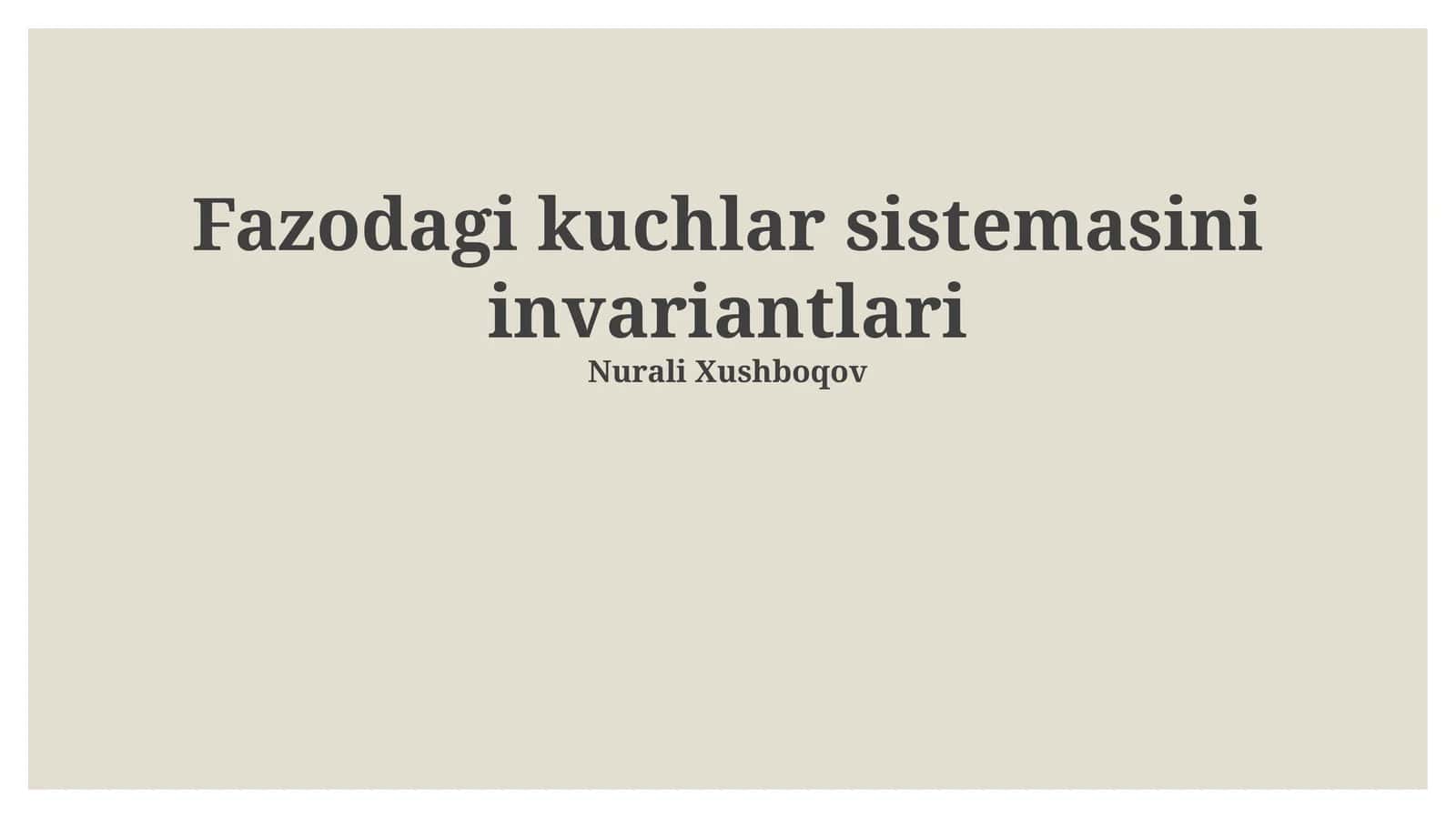 Kuch Sistemalarining Klassifikatsiyasi