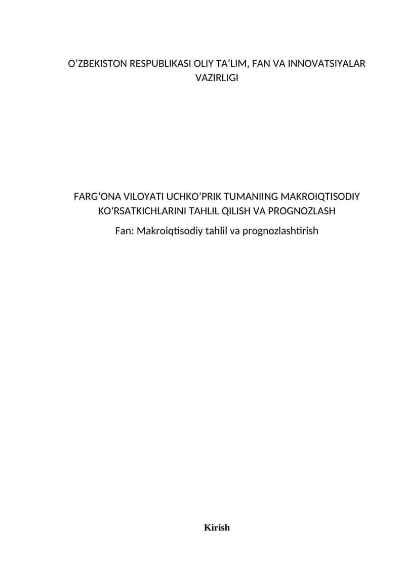 Makroiqtisodiy tahlil va prognozlashtirish