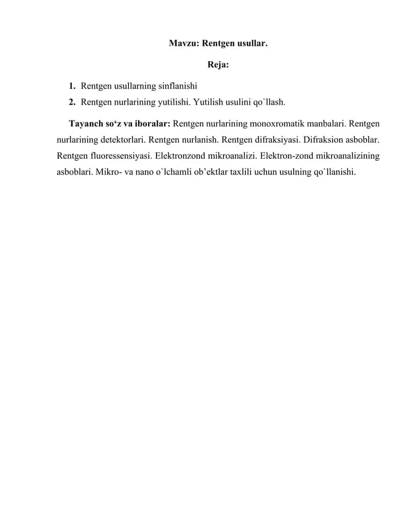 Rentgen usullar