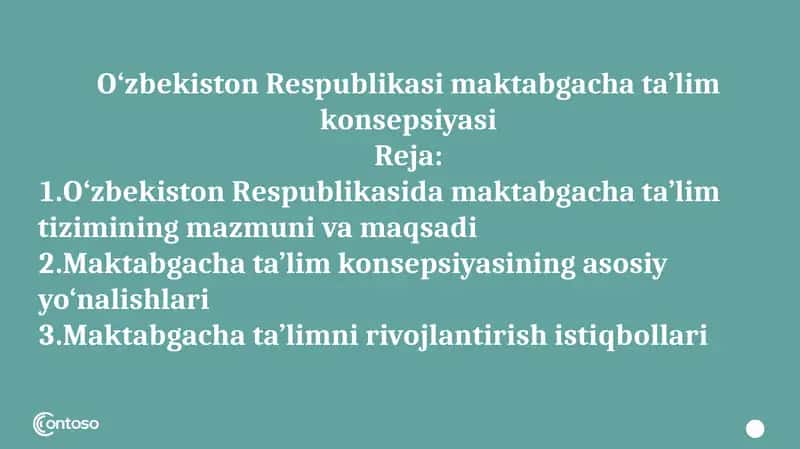 O‘zbekiston Respublikasi maktabgacha ta’lim konsepsiyasi