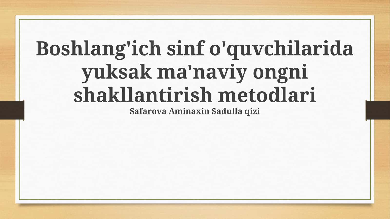 Yuksak ma'naviy ongni shakllantirish metodlari