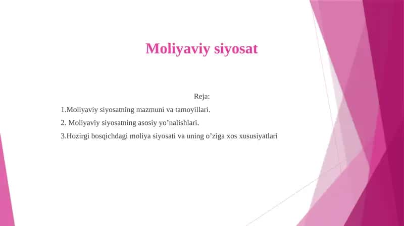 Moliyaviy siyosat
