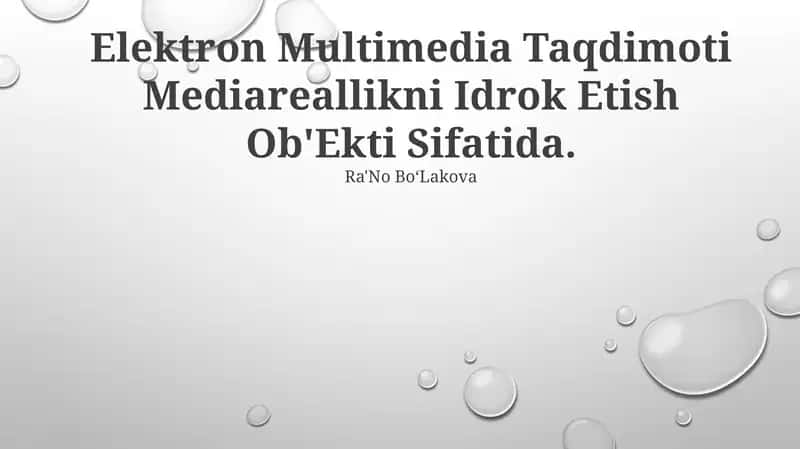 Elektron Multimedia Taqdimoti Mediareallikni Idrok Etish Ob'Ekti Sifatida