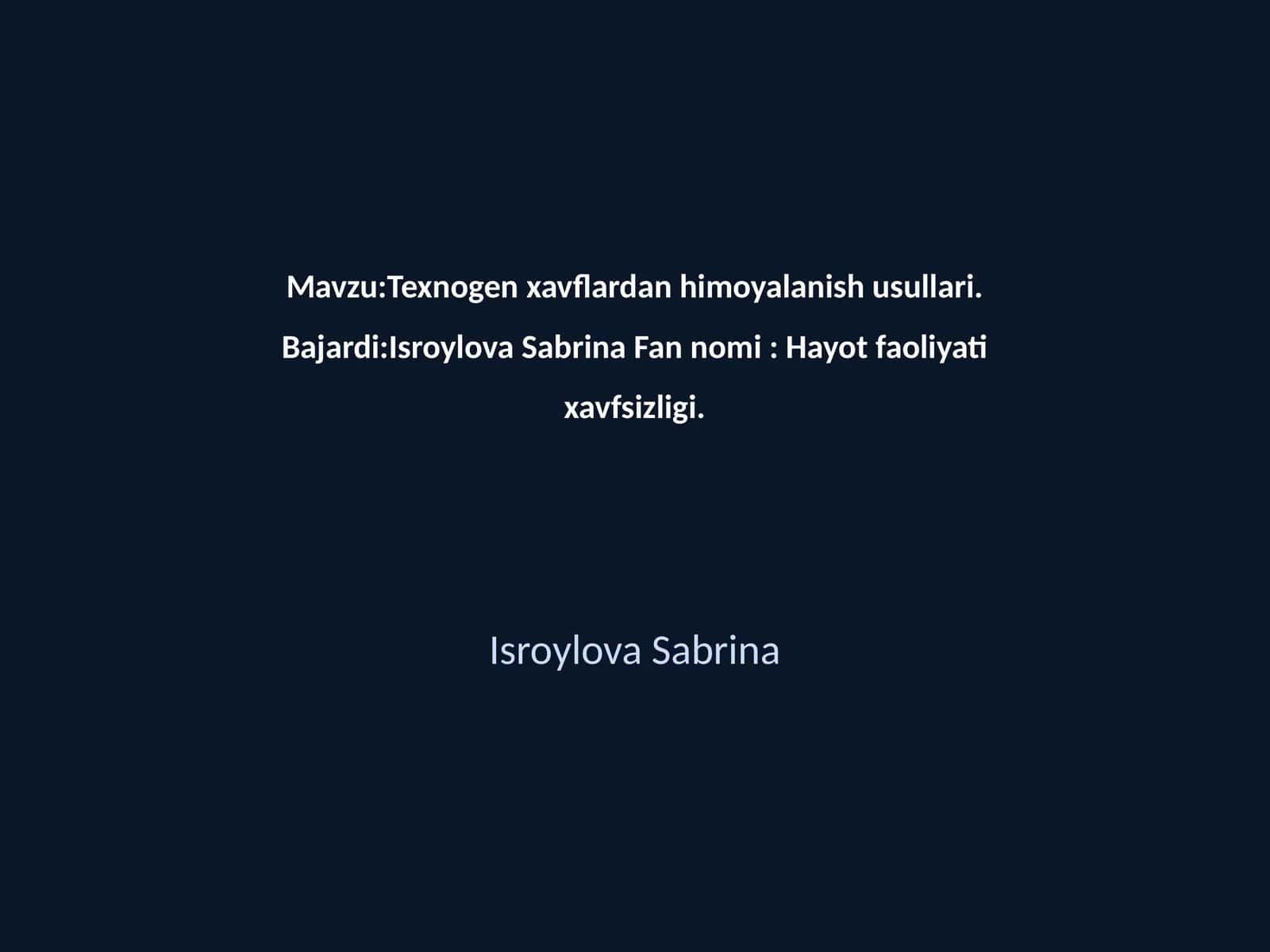 Texnogen xavflardan himoyalanish usullari
