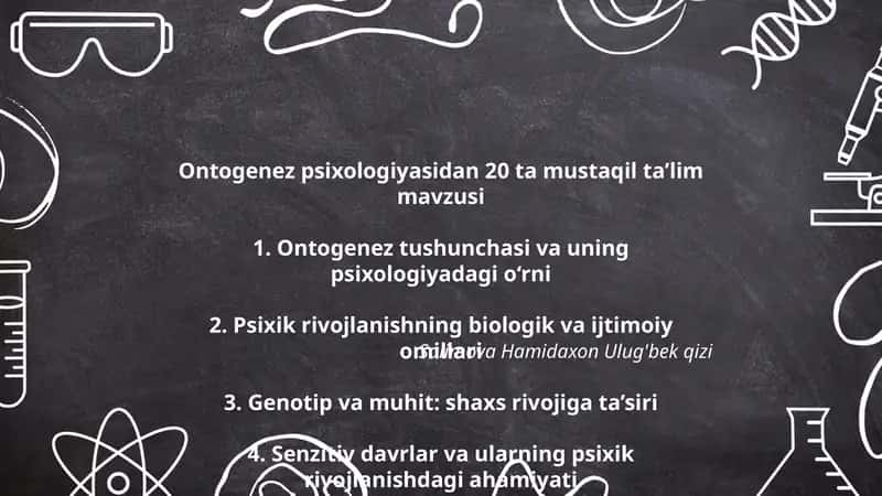 Ontogenez psixologiyasidan 20 ta mustaqil ta’lim mavzusi
