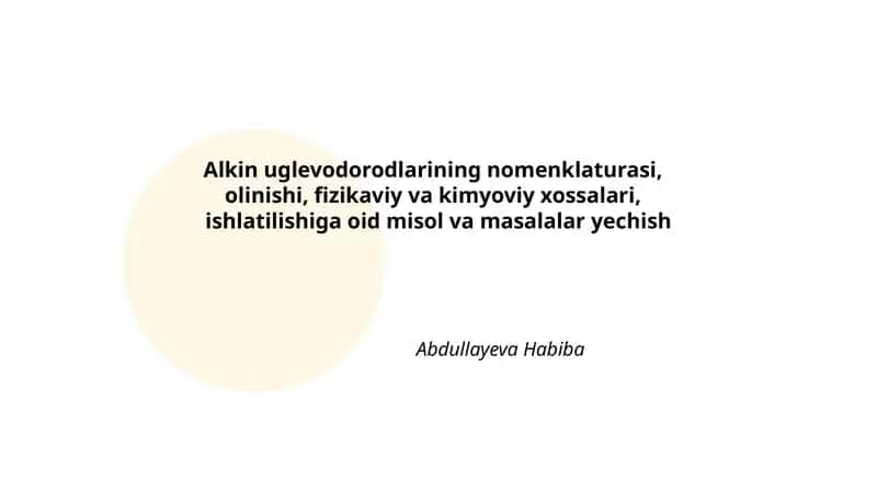 Alkin uglevodorodlarining nomenklaturasi