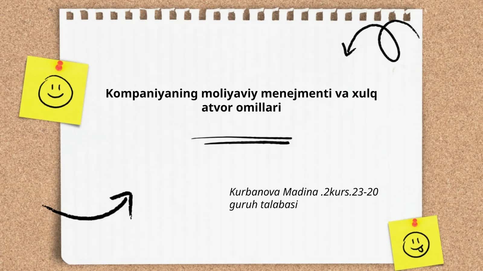 Kompaniyaning moliyaviy menejmenti va xulq atvor omillari
