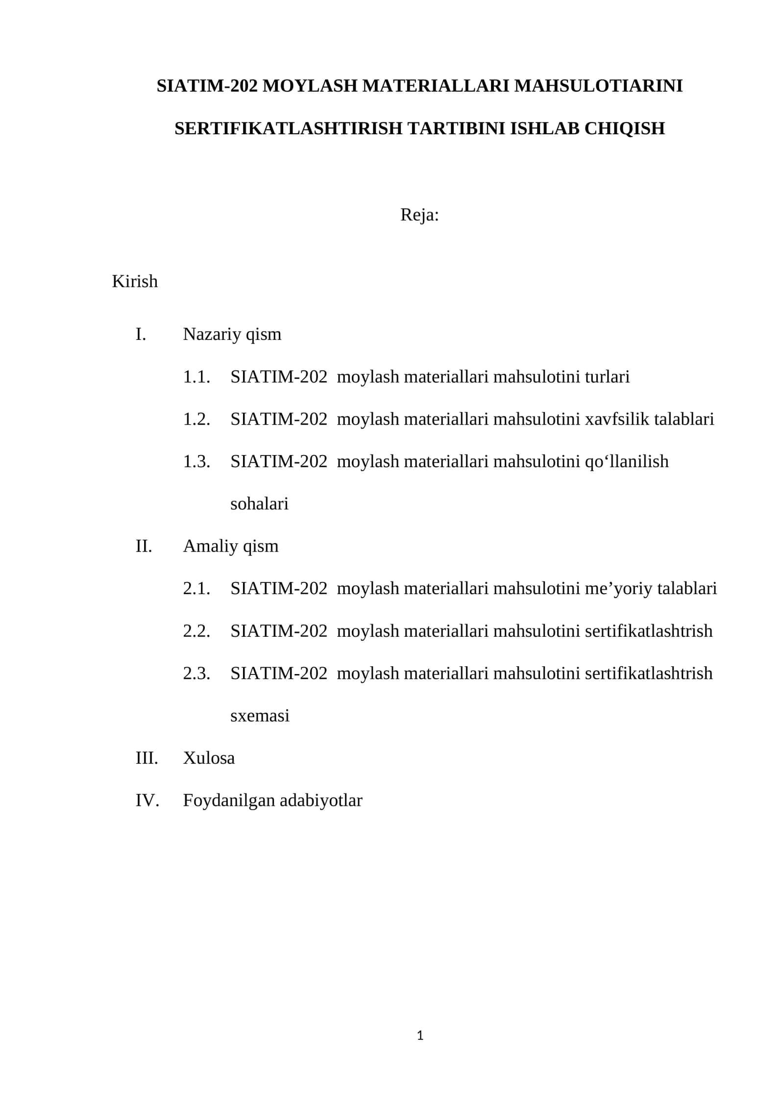 SIATIM-202 MOYLASH MATERIALLARI MAHSULOTIARINI SERTIFIKATLASHTIRISH TARTIBINI ISHLAB CHIQISH