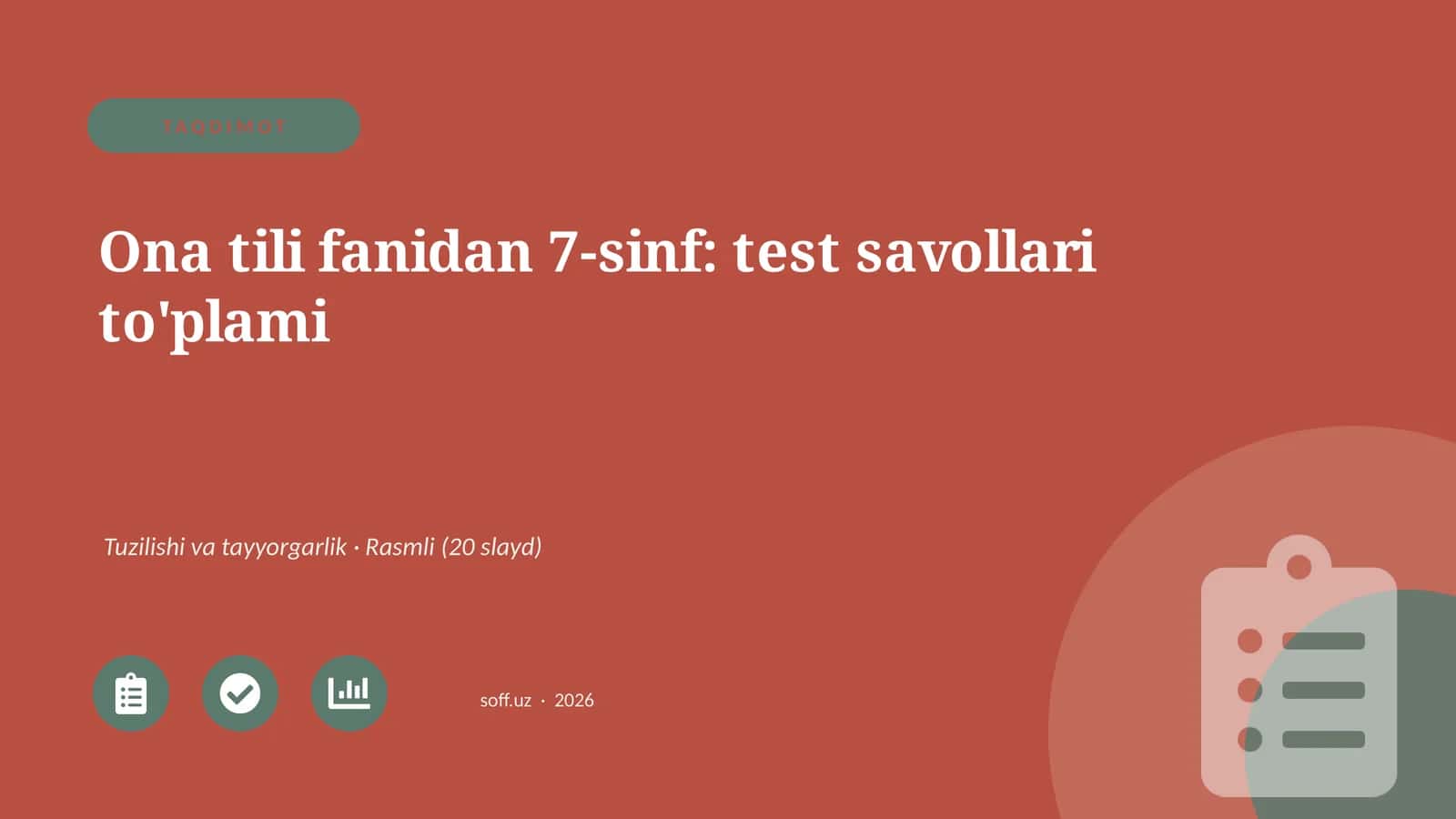 Ona tili fanidan 7-sinf: test savollari to'plami