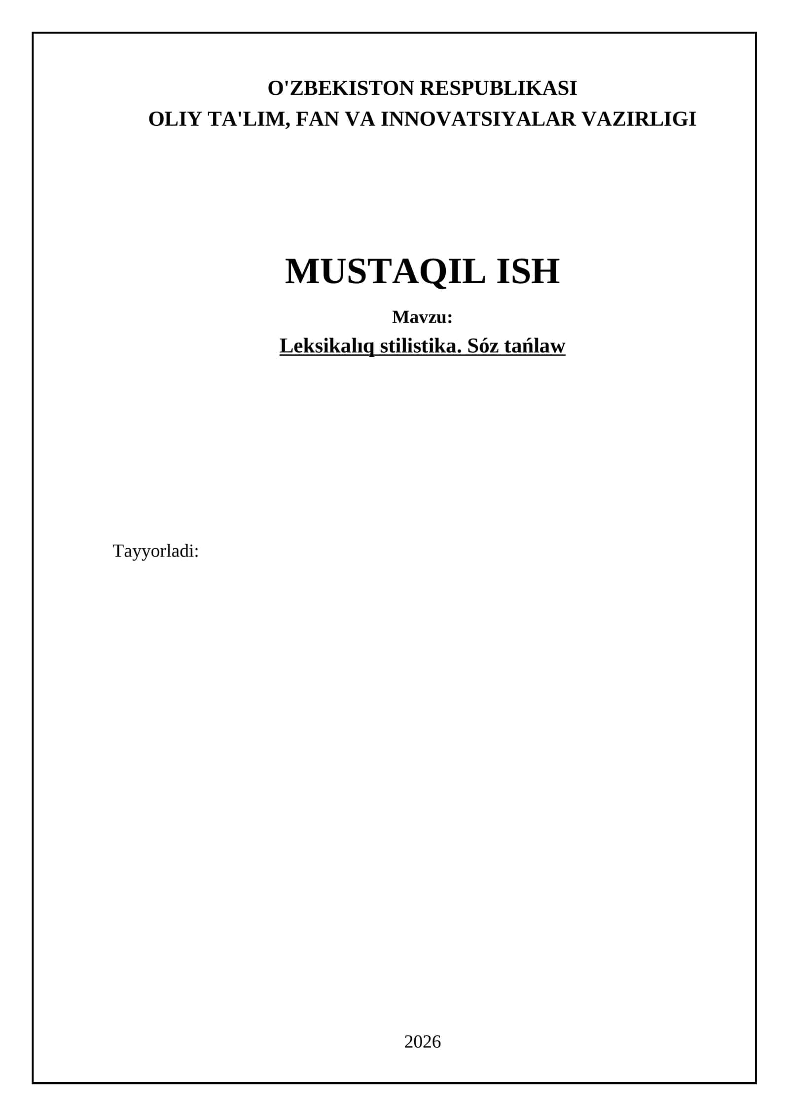 Leksikalıq stilistika. Sóz tańlaw