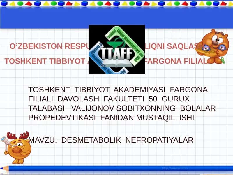 DESMETABOLIK NEFROPATIYALAR