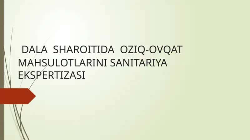 Oziq-ovqat mahsulotlarini sanitariya ekspertizasi