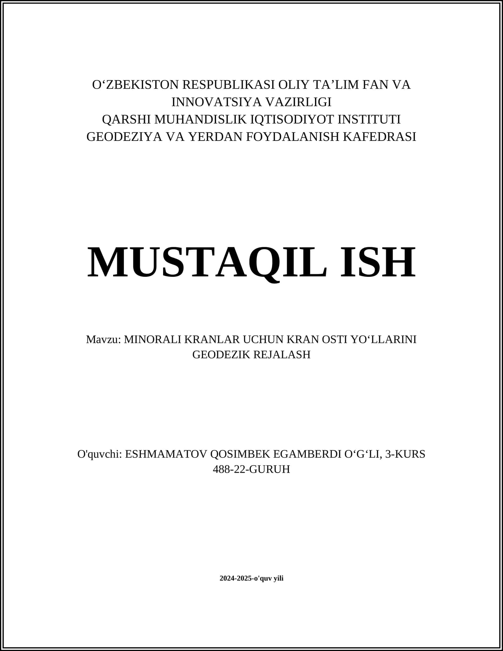 Geodezik rejalashtirishning asosiy tamoyillari