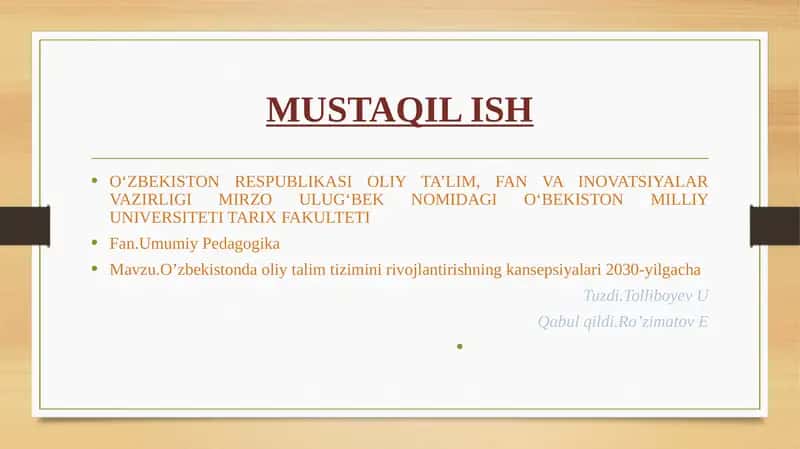 O‘zbekistonda oliy talim tizimini rivojlantirishning kansepsiyalari 2030-yilgacha