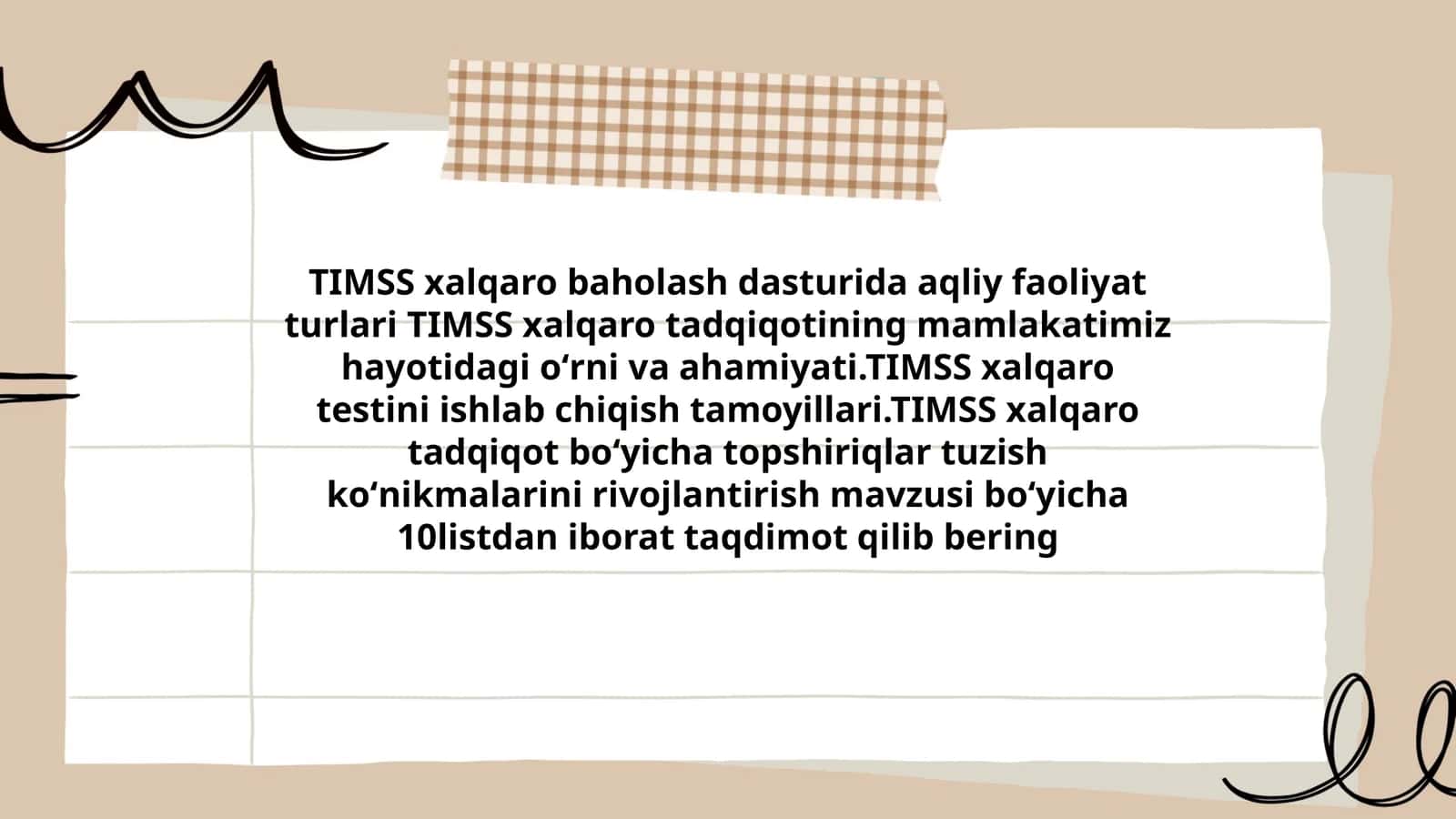 TIMSS xalqaro baholash dasturida aqliy faoliyat turlari