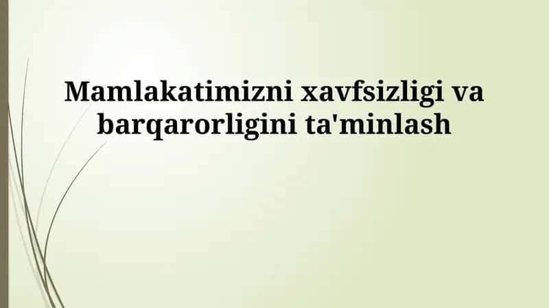 Mamlakatimizni xavfsizligi va barqarorligini ta'minlash