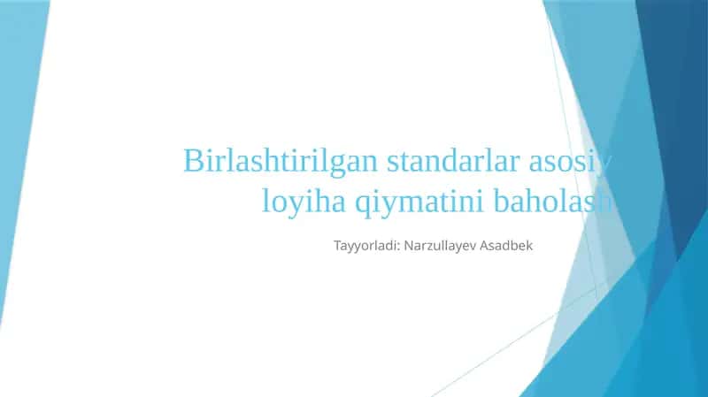 Birlashtirilgan standartlar asosida loyiha baholash