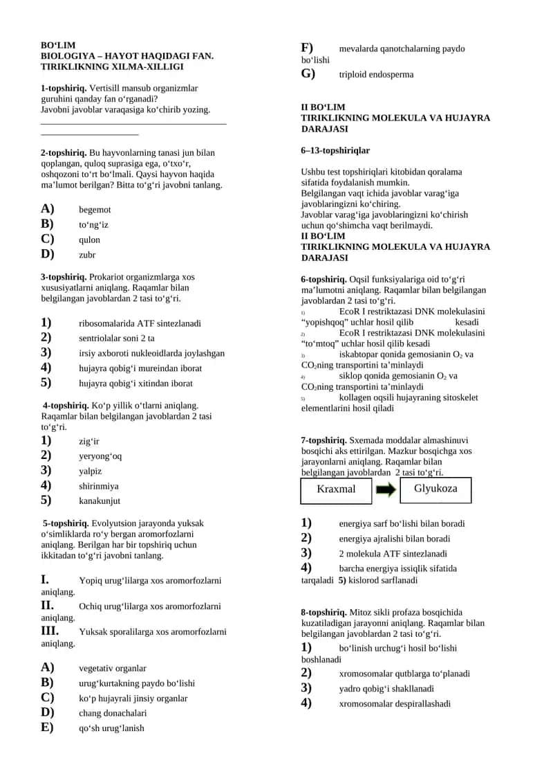 BIOLOGIYA – HAYOT HAQIDAGI FAN