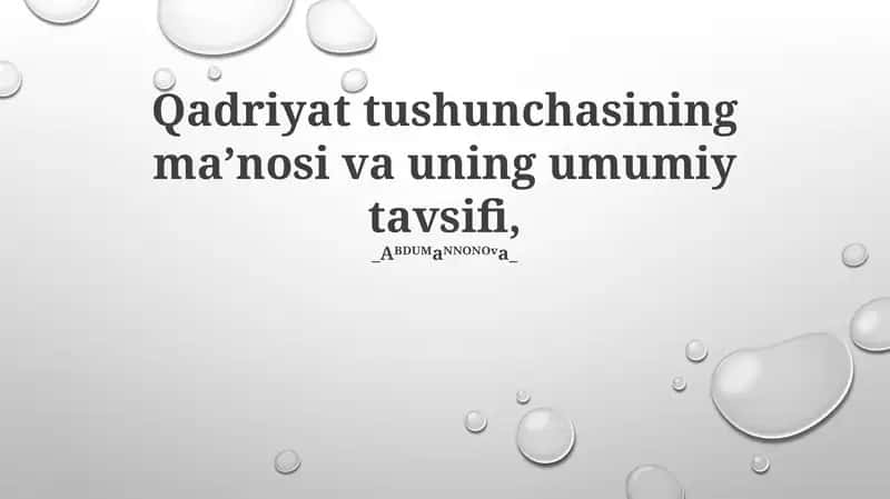 Qadriyat tushunchasi